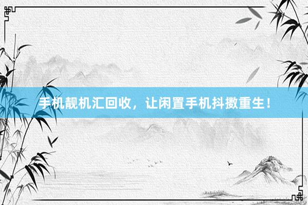 手机靓机汇回收，让闲置手机抖擞重生！